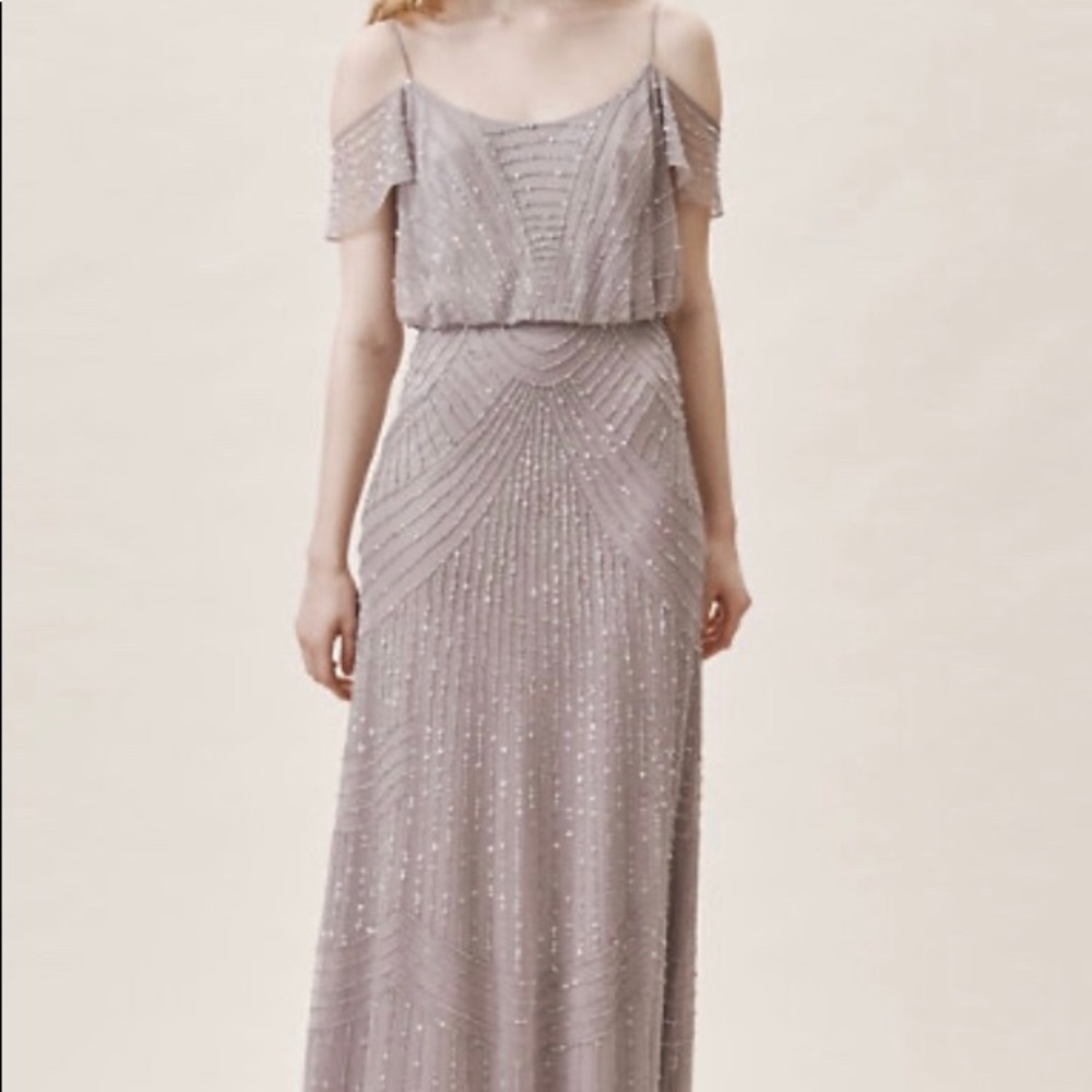 BHLDN Troye lilac sequin gown